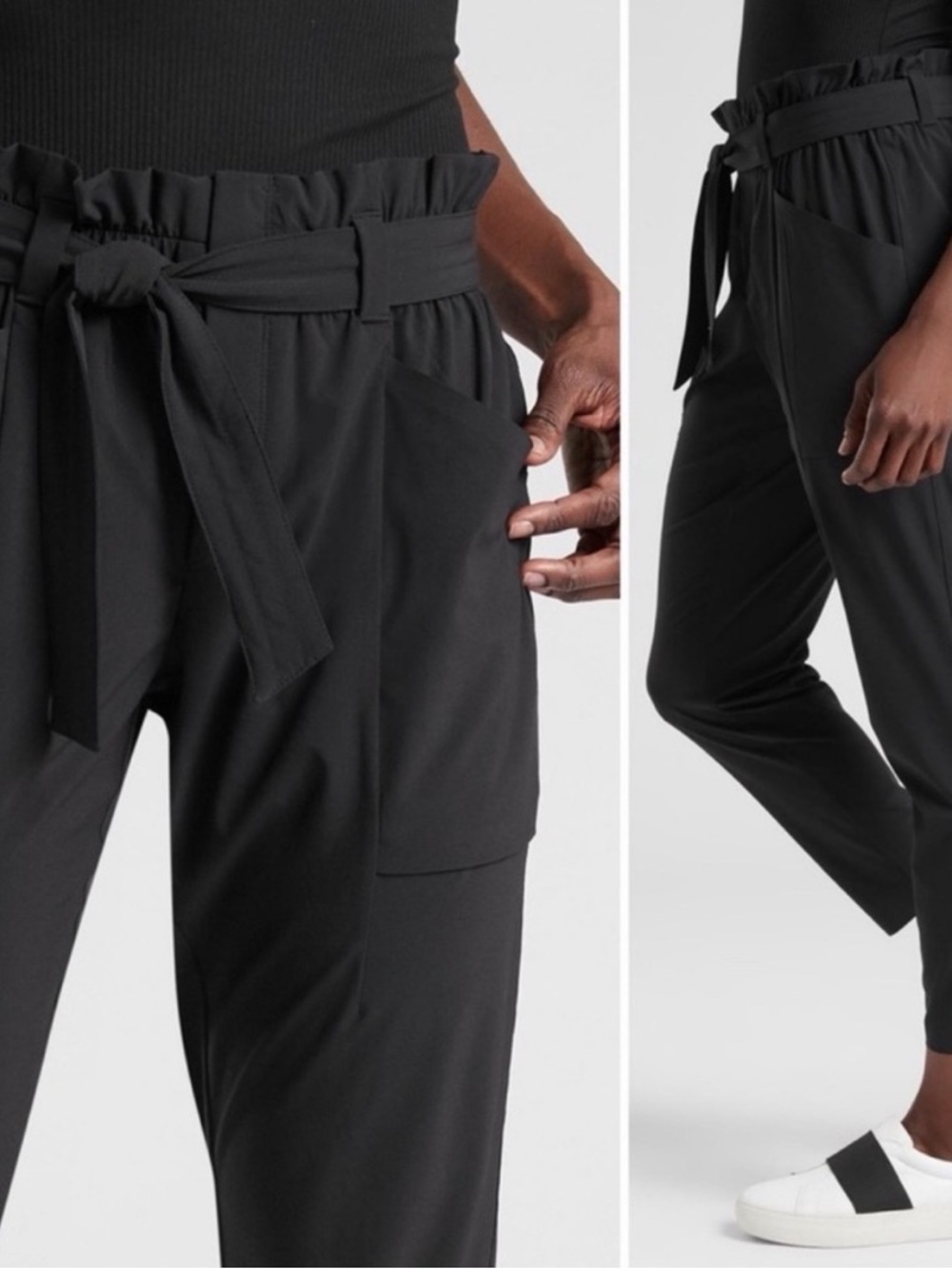 Athleta Skyline Paper Bag Waist Pants Black 292915-03 Activewear